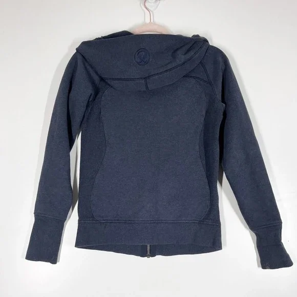 Lululemon Scuba Full Zip Hoodie Women's Blue Thumbholes‎ Cozy Activewear Size 4 - Picture 3 of 9